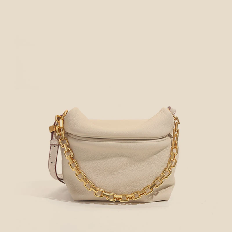 

European Custom Soft Top Grain Leather Shoulder Underarm Lady Crossbody With Chain sac a main bandouliere femme