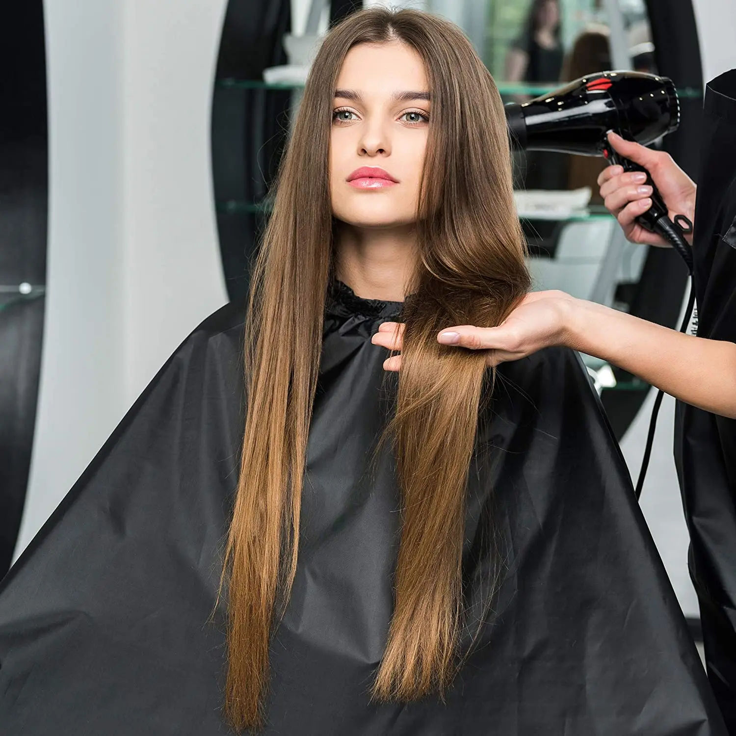 Black Full Length Cape Uni Professional Hairdressers Gown For Hair Styling Cuts And Colours Cut Hairdressing Barbers Ankle Dressing Gold Evening Product Black Full Length Cape Uni