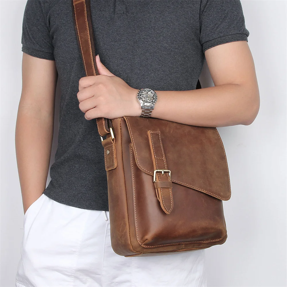 

Amazon Hot Multifunctional Messenger Bags Leather Shoulder Bag Men's Messenger Bag