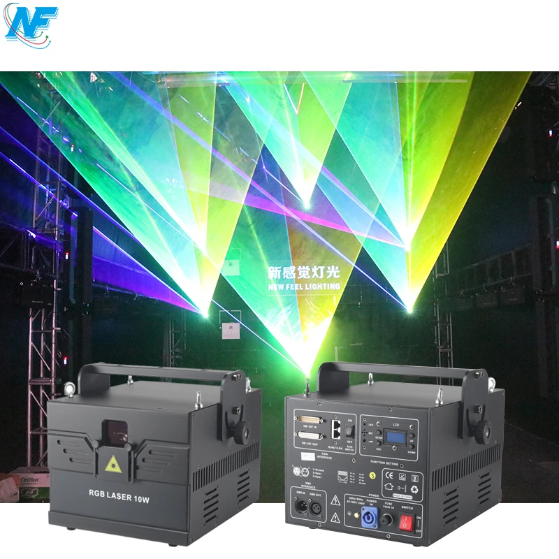 

Dj Night Club Event Stage Lighting 10W 40K Lazer Show RGB Full Color Animation ILDA Laser Light