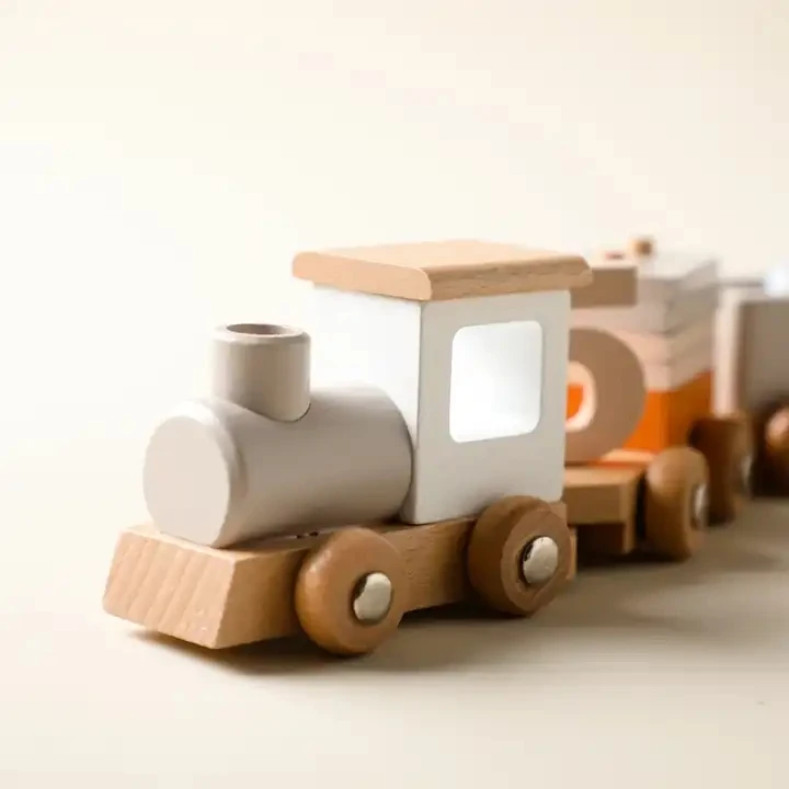 

Wooden Train Building Blocks Toys for Kids Birthday Gift Number Early Educational Montessori Toys for Baby