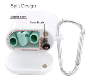 Image of Factory Customize Collapsible Reusable silicone foldable straw portable with box
