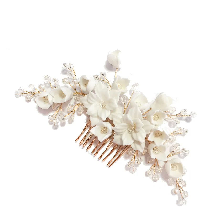 

RE3793 Japan wedding hair ornaments White porcelain flower bridal hair comb wedding side hair accessories