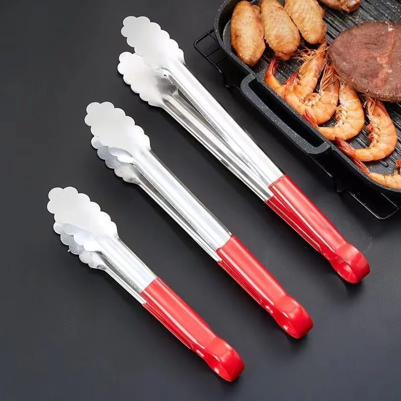 Premium Quality Anti Slip Stainless Steel Steak Tongs Cooking Kitchen ClipKitchen Buffet Party Catering Salad Serving Tongs