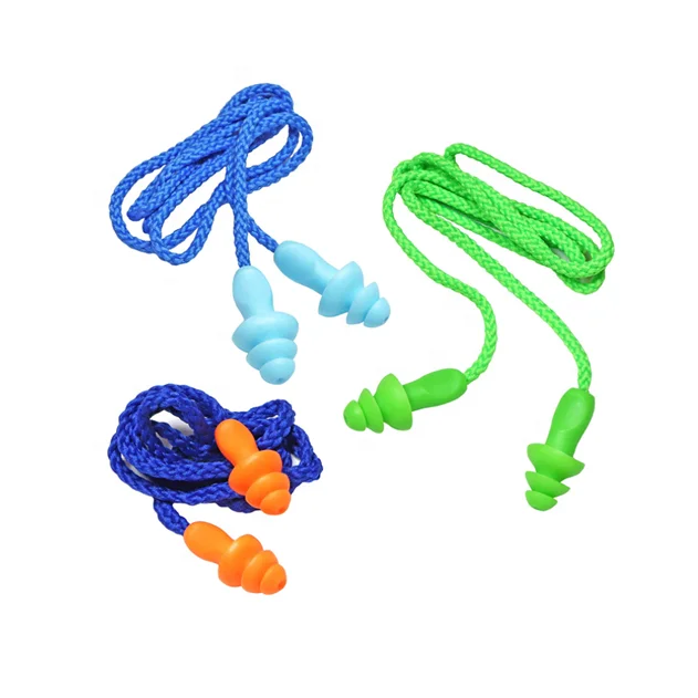 

Free Shipping Reusable Silicone Ear Plugs with cotton cord, Waterproof Noise Reduction for Swimming with beautiful color., Red orange yellow green blue black and others