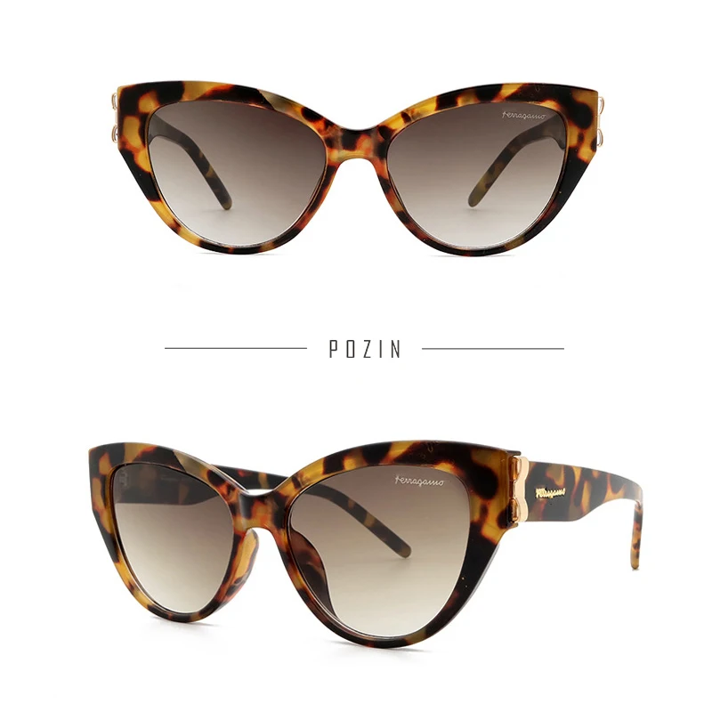 

High quality cat eye thick frame bow knot rosette head metal accessory sunglasses 2021