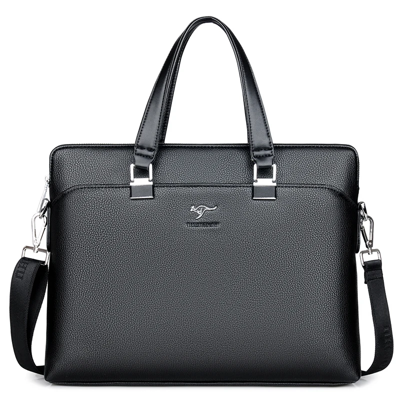 

Support custom LOGO men's briefcase PU leather business bag can be one shoulder slanting across leisure travel bag to work, Black/brown/blue