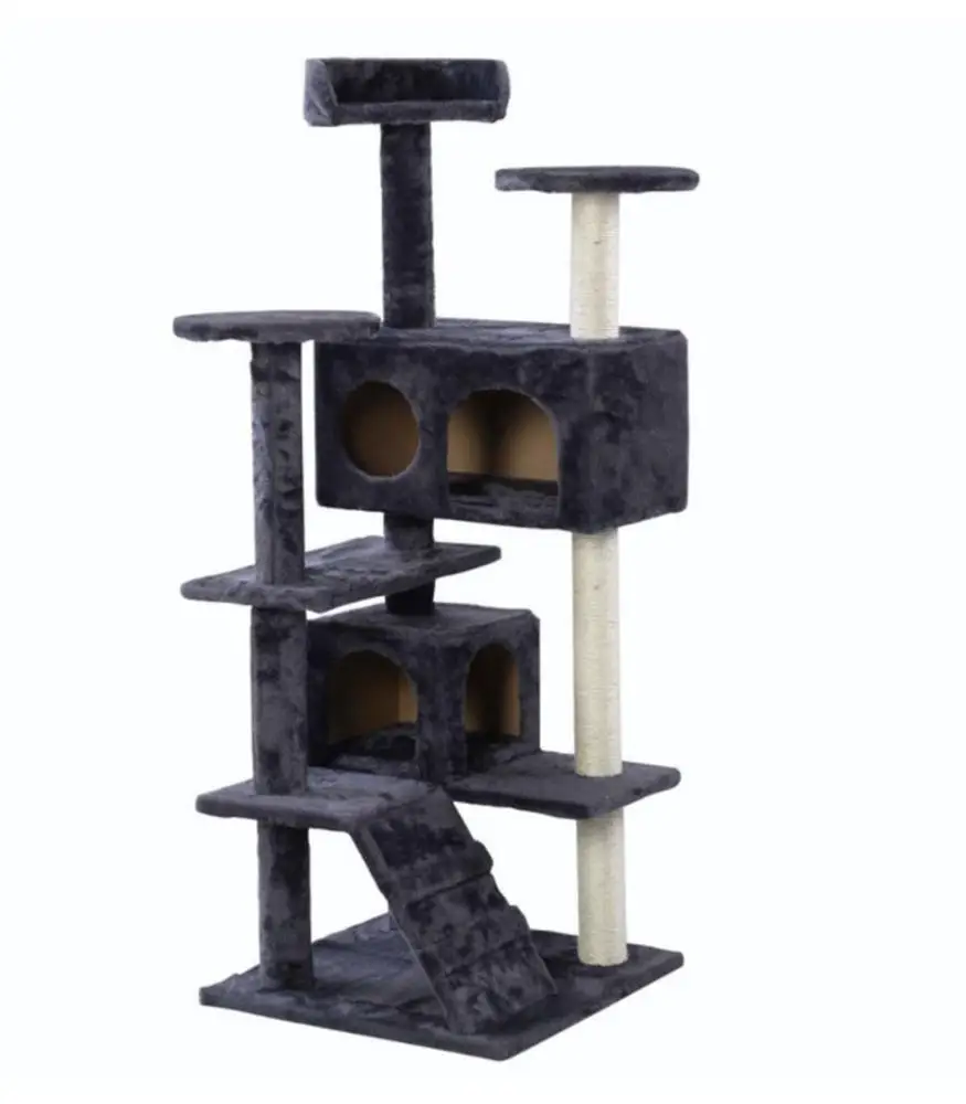 

H961 Pet Play House Soft Touch Scratching Posts Kittens Activity Tower Prime Large 52 Inches Furniture Cat Trees Towers, Multi colour