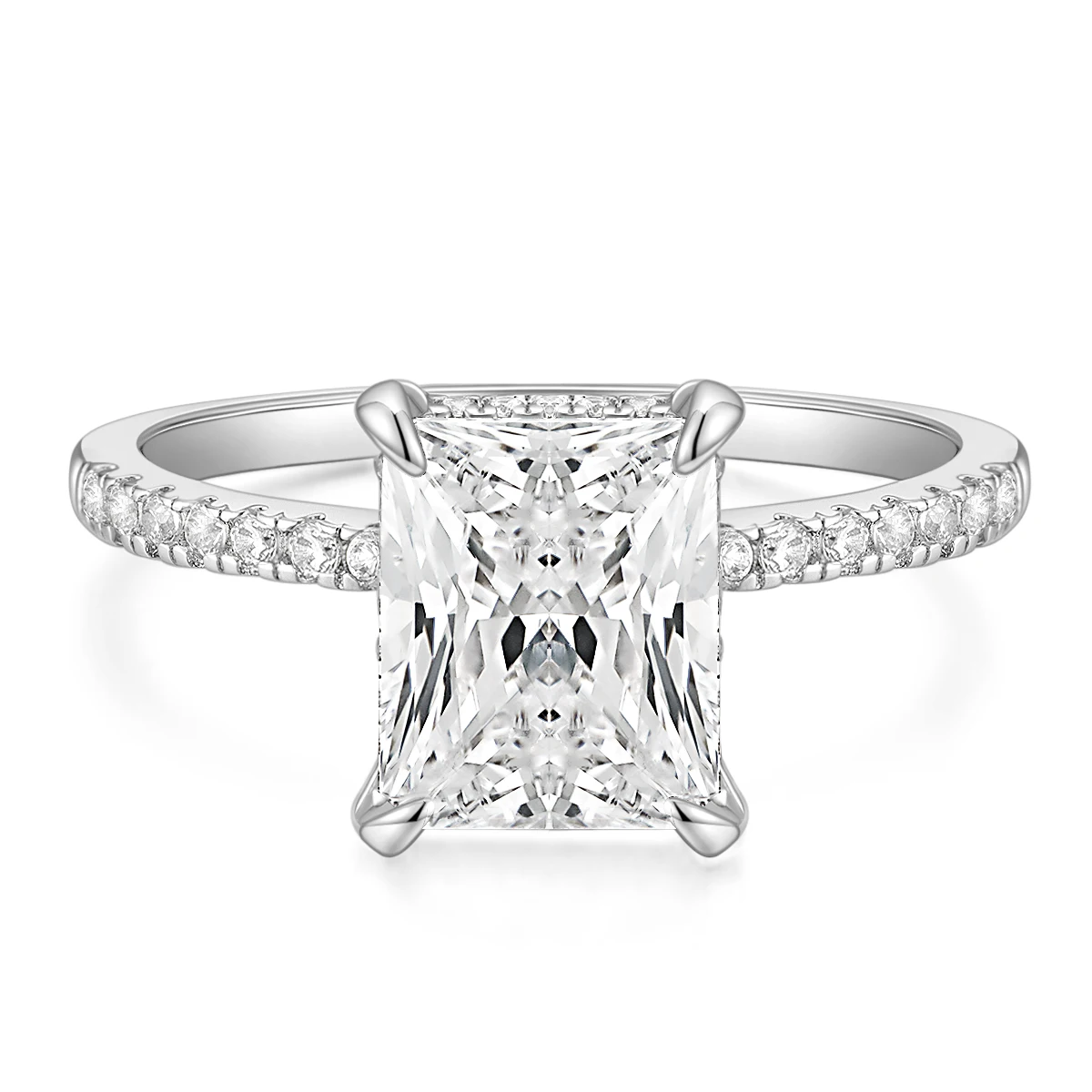 OAHLAN 4CT Radiant Cut Cubic Zirconia Classic Solitaire Promising Copper Rings for Women Engagement Wedding Gift Anniversary