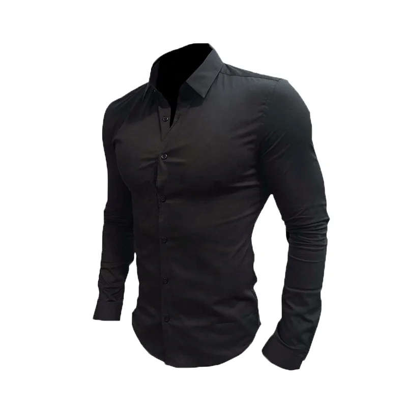 

Men's solid color formal long-sleeved shirt stretch slim fit wrinkle-resistant shirt quick-drying breathable shirt, White/black/bule/gray/navy blue