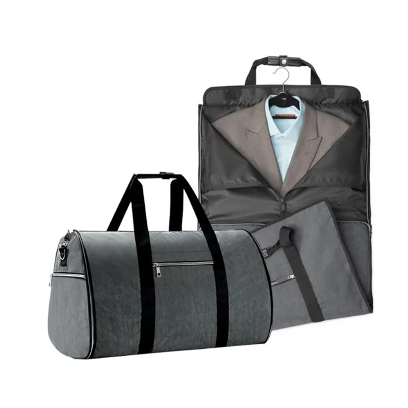 

Custom Oxford Garment Bags Large Capacity Folding Travel Bag Duffel Black Flight Suit Handbag Weekend Bag With Shoe For Men, Black, gray, blue