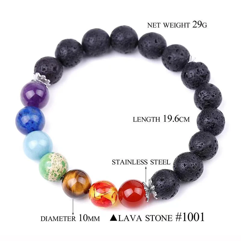 

wholesale men women lava rock 7 chakra essential oil diffuser natural stone bracelet