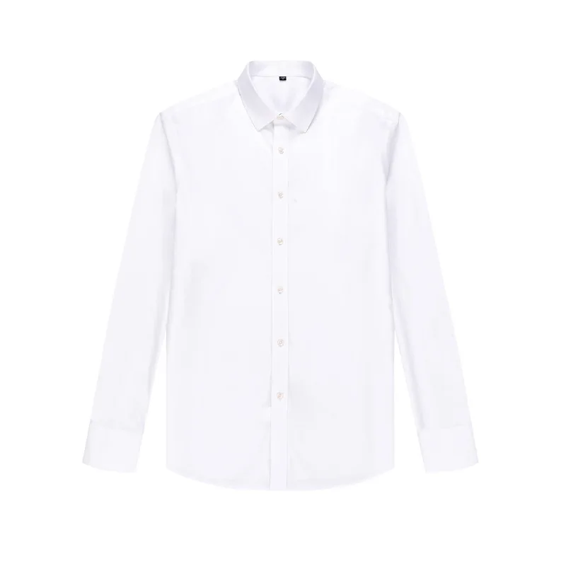 

RTS 100% Cotton Men's Pure White Solid Twill Tuxedo Shirts Anti-wrinkle DP Non Iron Dress Shirts For Men