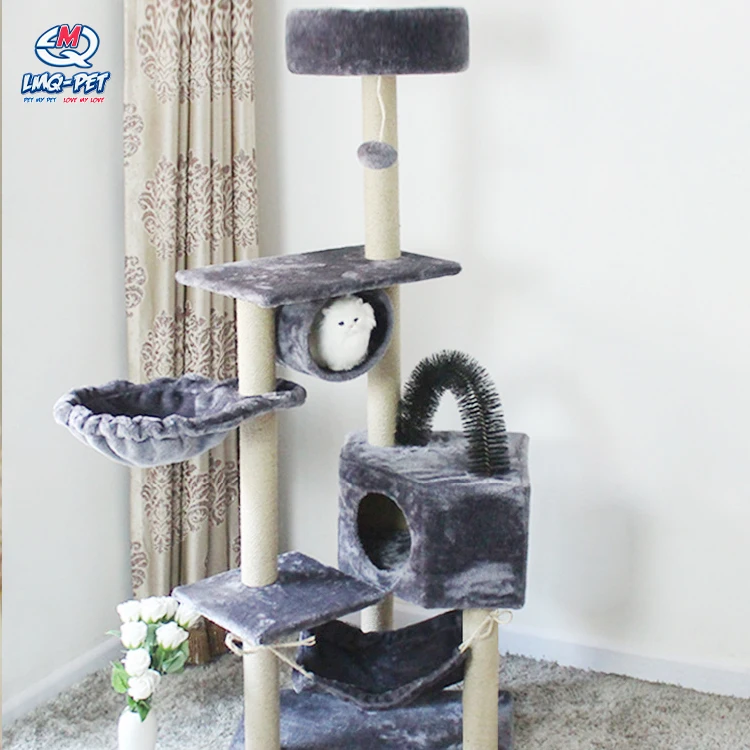 

customized plush big pet condo natural sisal wood scratcher furniture cat tree Pet House Scratcher Tower Cat Tree, Picture