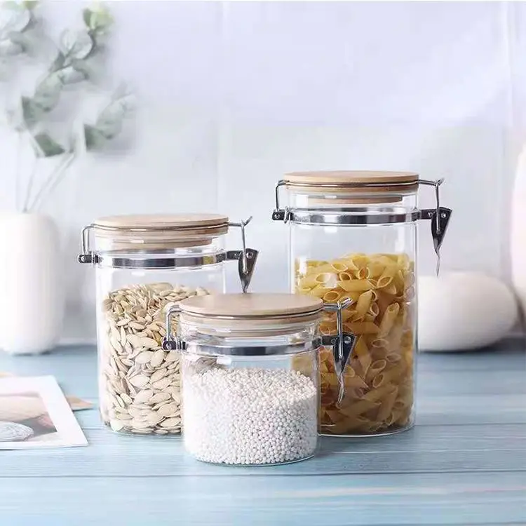 

Convenient To Take Hand Made Glass Jar Heat-Resistant Glass Jars With Glass Clip Lid, Clear