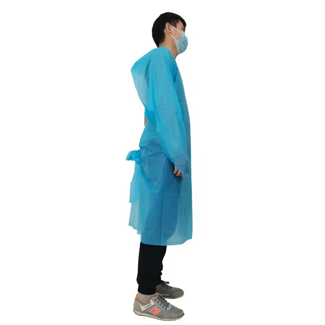 

Disposable cpe pp sms smms blue Gowns apron EN14126 ASTM F1671 Waterproof Plastic therapist uniform Isolation Gown