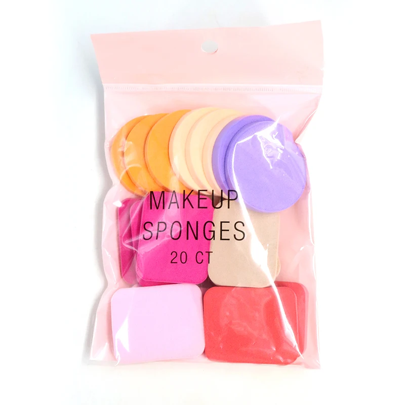 

HZM 20 Pcs cheap price Round Shape Latex free wet dry Natural Soft Sponge Puff Of Makeup Tool BB cream Foundation Cheap with bag, Customized