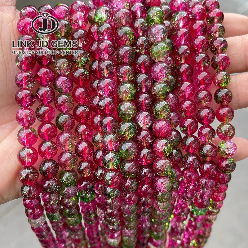 

JD Wholesale 4-12mm Round Smooth Loose Crystal Stone Beads Dyed Color Multicolor Popcorn Quartz Beads For Jewelry Making Diy