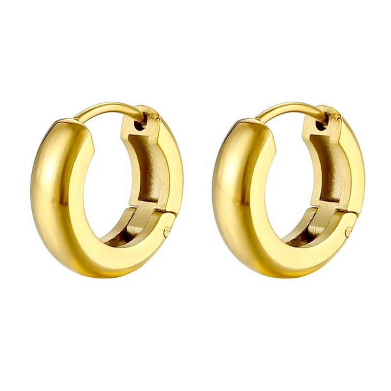 High End 18k Gold Plated Stainless Steel Thick Hoop Earrings 2023