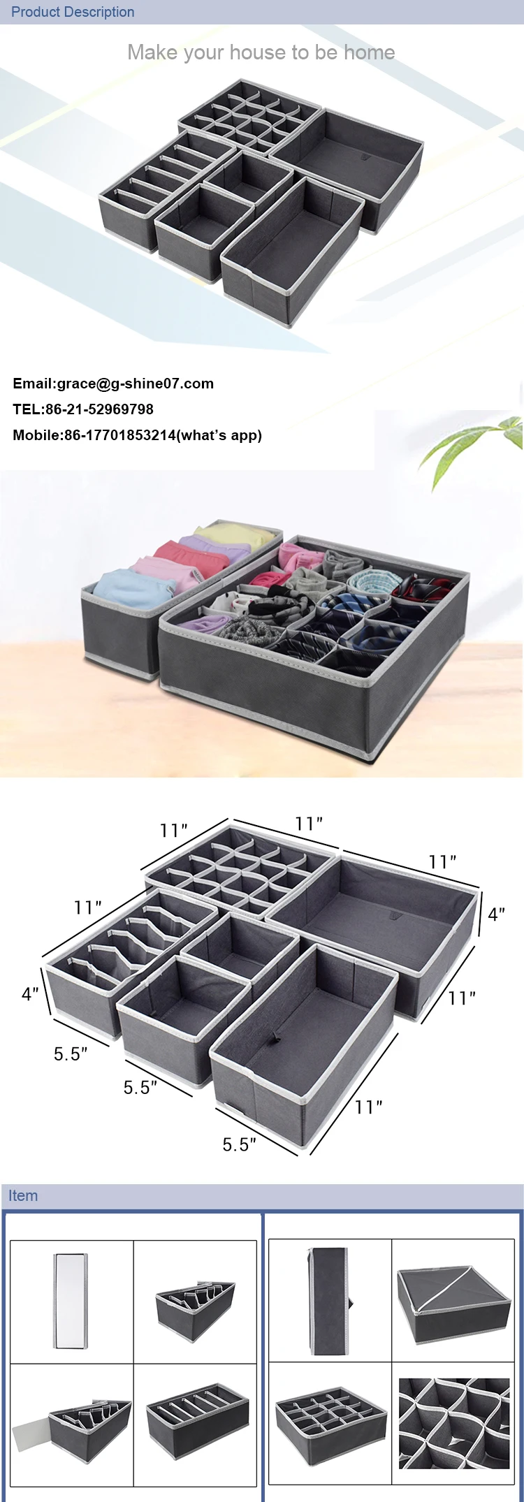 Foldable Fabric Drawer Organizer For Underwear Buy Nonwoven Fabric 6