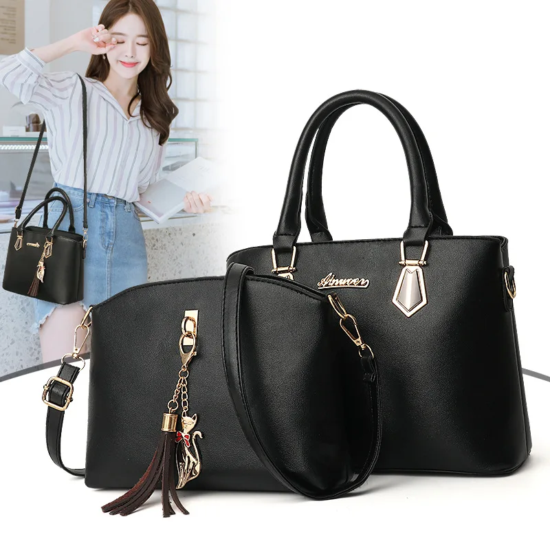 

2021 New Fashion Designer handbag set Pu Leather Material Women Handbag Simple single shoulder bag Wholesale, 6 colors