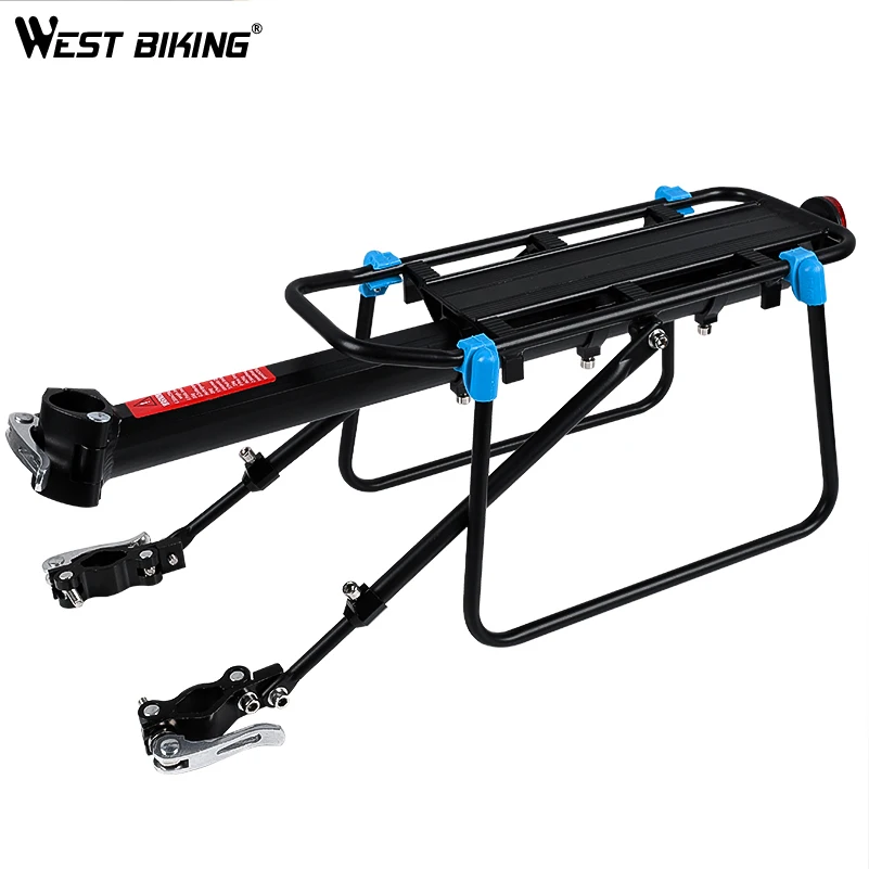 

WEST BIKING alloy mtb bike mounted cycle cargo rear storage rack stand for mount steer bicycle pannier luggage carrier rear rack, Black