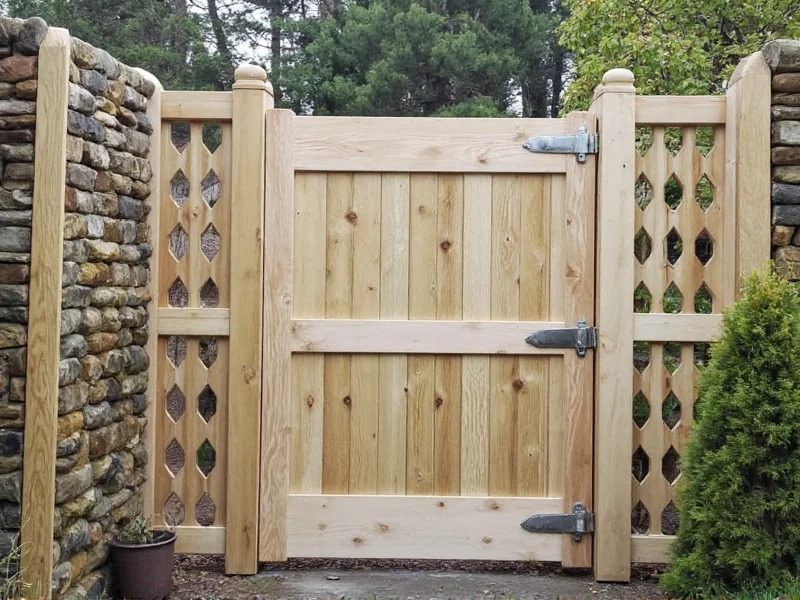 DIY wooden gate construction showing frame assembly