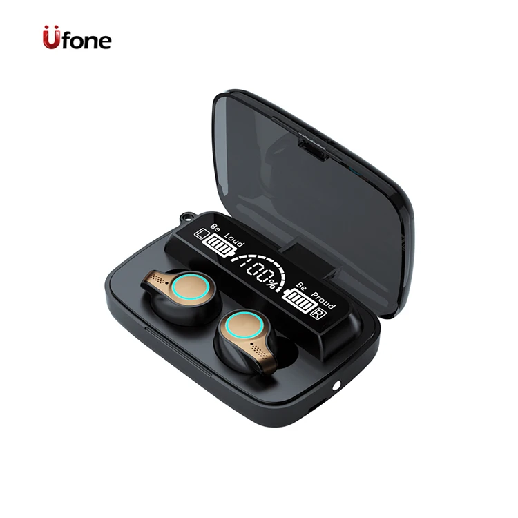 

Ufone M18 Sports Tws Wireless Headphones Headset Led Digital Display Earbuds Waterproof Wireless Bt Earphone, Black white