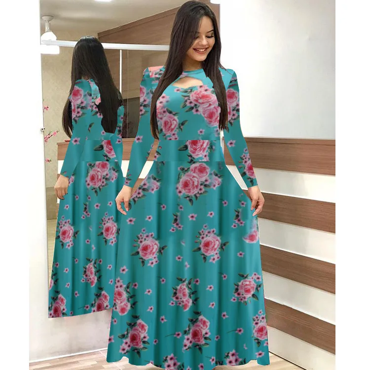 

Oversize Casual Women Summer Dress Print Robe Femme Vestidos Plus Size Streetwear Long Sleeve Long Maxi Dress