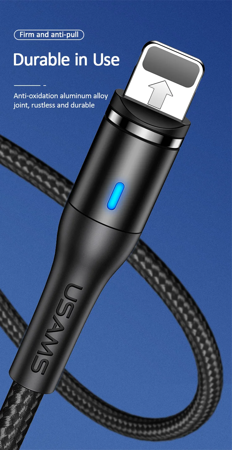 USAMS 3 in 1 Universal Port Nylon Braided Magnetic 3A Data Charging USB Cable