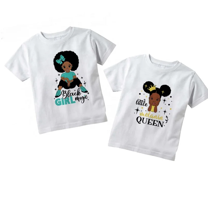 

Wholesale Funny Toddlers Children Tshirt Custom 100% Breathable Cotton Melanin Art Printed Girls Todder Kids T Shirt, Picture