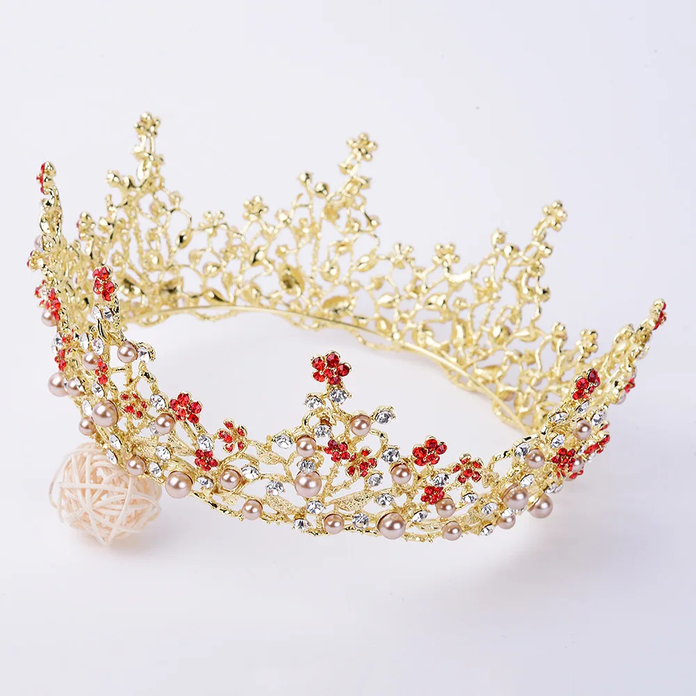 H1069 Baroque High-end Large Round Bride Crown Palace Queen Luxurious ...