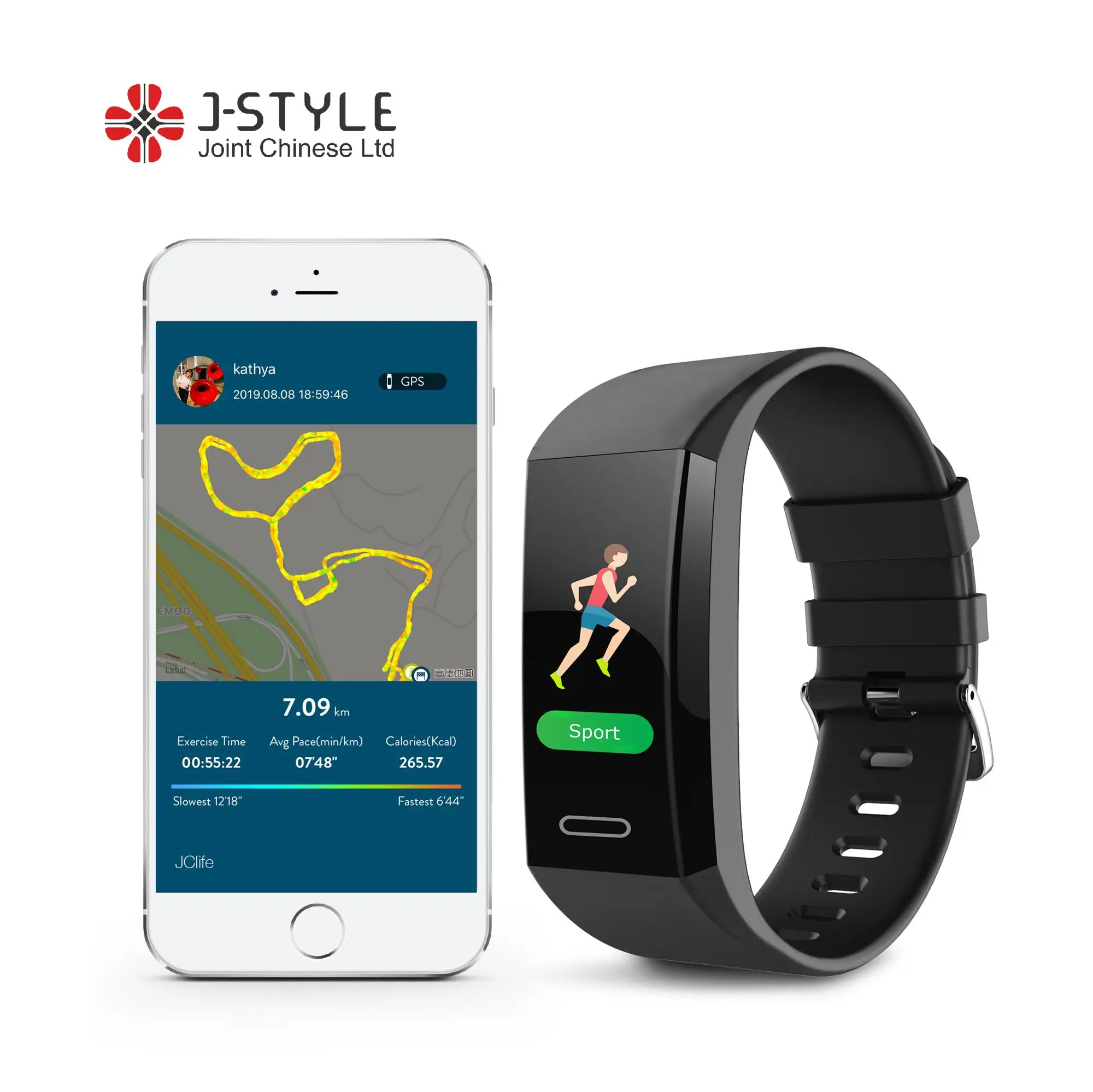

J-Style Smart Bracelet IP68 Waterproof Smartband Heart Rate Monitor GPS Fitness Tracker Sport Bluetooth Wristband