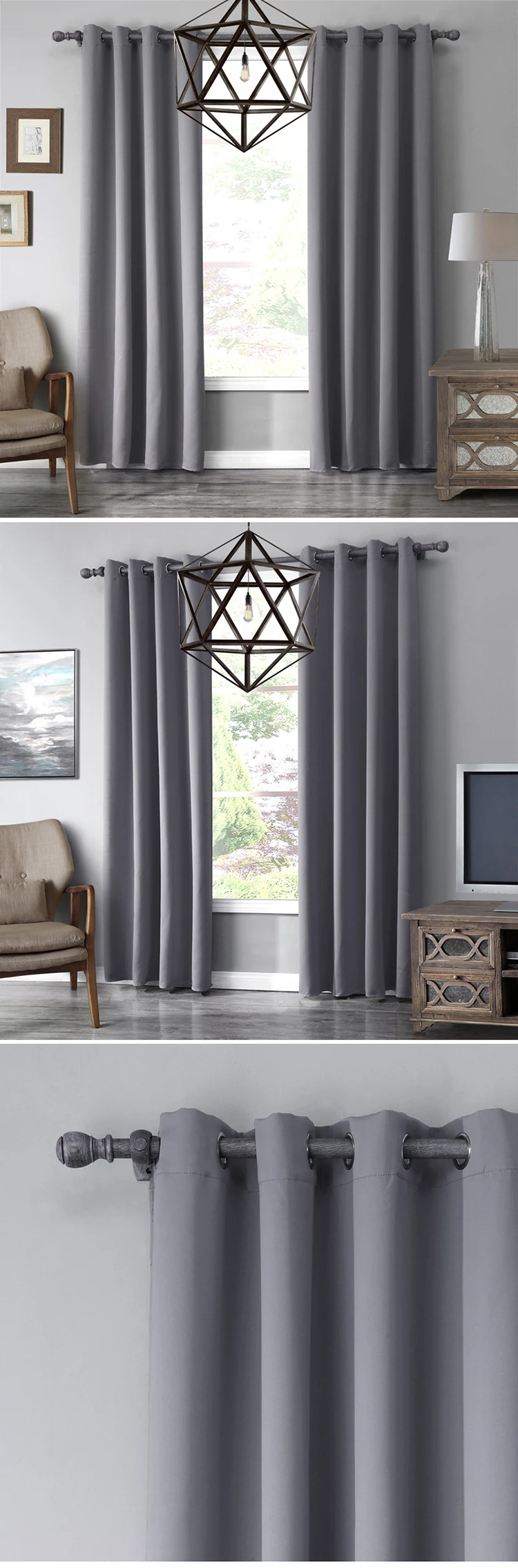 Window Ready Made Curtain 100% Polyester Curtains For The Living Room Blackout Cortinas wholesale Cheap Price
