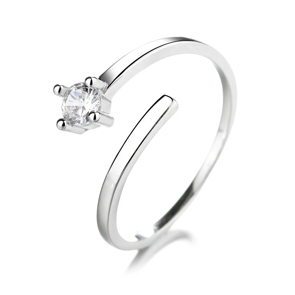 

925 sterling silver ring open design zircon adjustable ring hot selling product