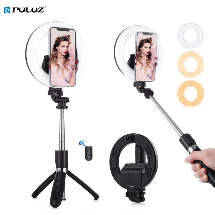 

Factory Price PULUZ 16cm Ring Light LED Live Broadcast Vlogging Selfie Light With Selfie Stick Tripod Mount