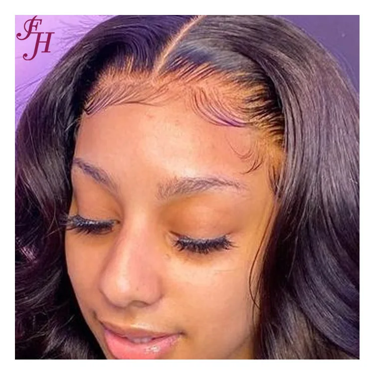 

FH tranparent swiss lace closure 10a brazilian hair bundles 5x5 closure cuticle aligned hair with closure