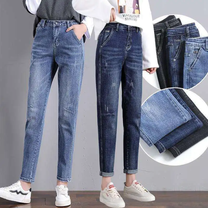 

Wholesale cheap stock selling denim stretch leggings denim high-waisted women's jeans