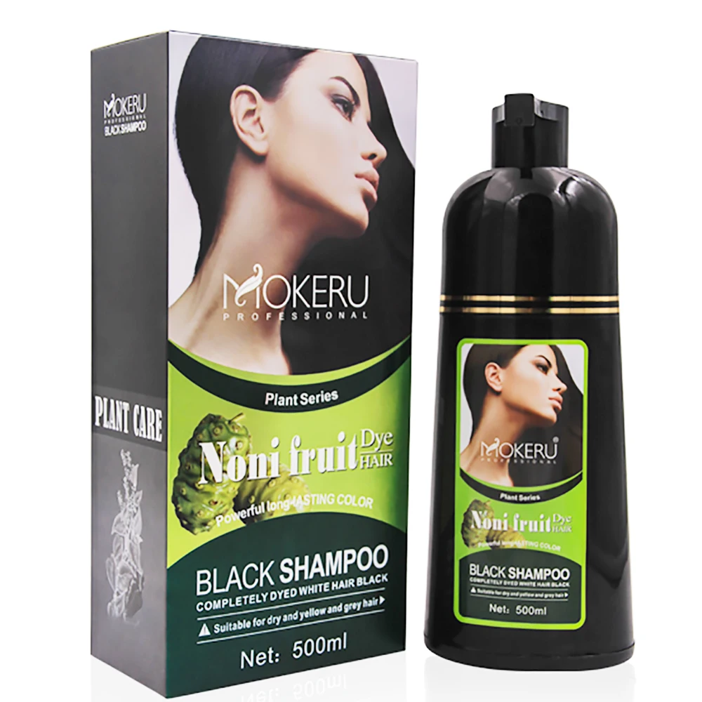 

MOQ 1Pc Dropshipping Wholesale Mokeru Natural Noni Plant Permanent Black Color Hair Dye Shampoo For Woman Covering White Hair, Black colors