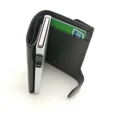 TA120 RFID Блокировка Алюминиевый кошелек автоматический Pop-up Card Case Держатель тонкий кожаный передний карман кошелек с задней монетой карман