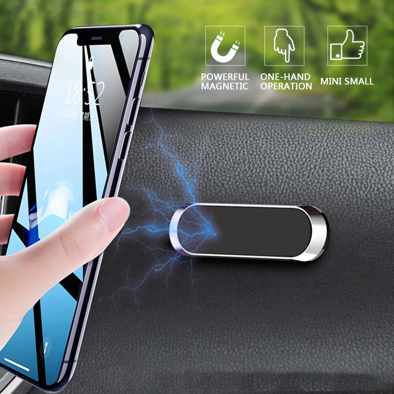 

Magnetic Car Phone Holder Magnet GPS Car Mount Dashboard Mini Strip Stand Metal