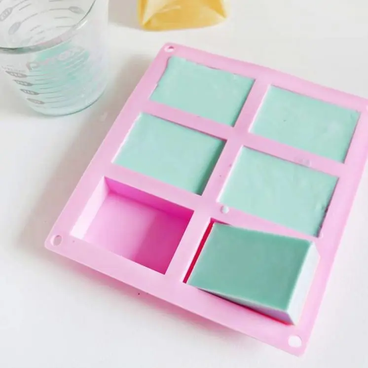 

RTS reusable none stick silicone soap molds handmade moulds 3D tray custom made 6 cavities DIY craft thick quality, Pink