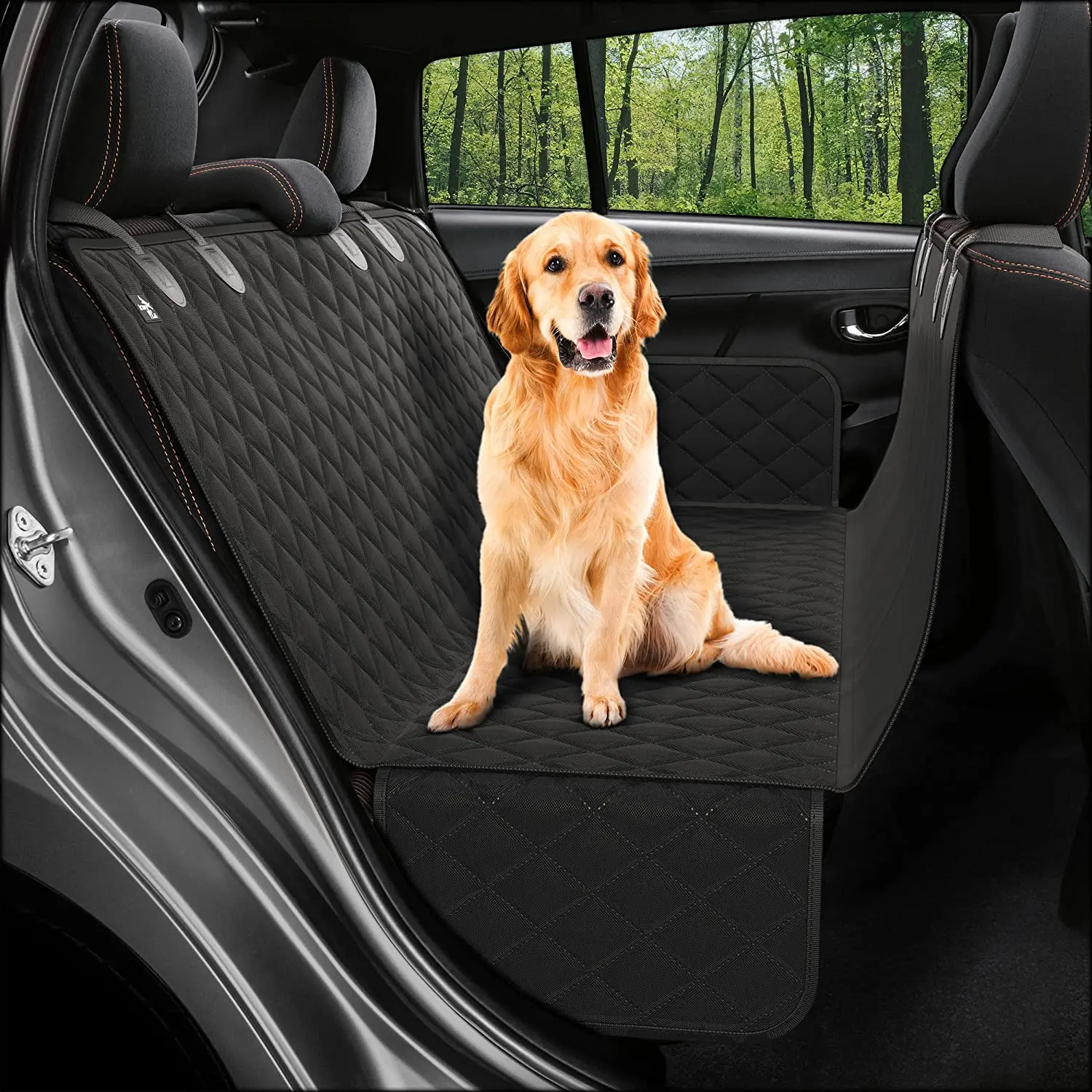 

Protector Waterproof Nonslip Hammock for Dogs Backseat Protection Against Dirt and Pet Dog Seat Cover For Back Seat, Black