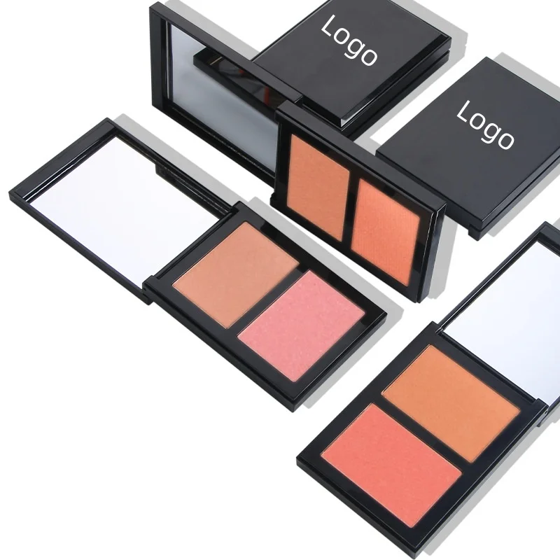 Private Label 2 Color New Matte Facial Blusher Pressed Powder Wholesale Custom Logo Vegan Pigmented Powder Makeup Blush Palette