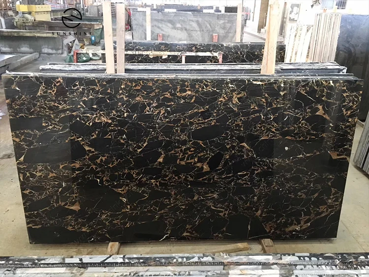 Good Quality Athens Portoro Golden Black Marble Slab Price For Project