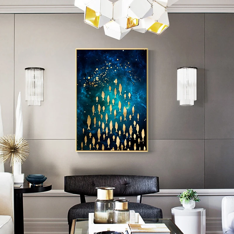 

Decor Posters and Prints Decoration Picture Living Room Golden Fish Butterfly Bird Wall Art Canvas Abstract Painting Modern Hom, As photo