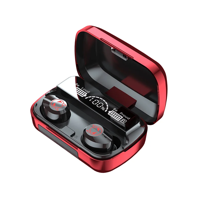 

Trending products 2021 new earphone M23 waterproof true tws BT5.1 wireless charging case hands free touch control M23 earbuds, Black / pink/ red
