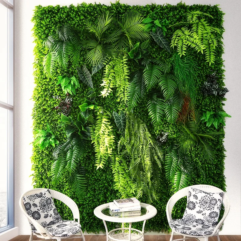 
Indoor Decor Greenery Plastic Hanging Foliage Vertical Wall Plant System Fake Green Leaves Artificial Plants Wall 