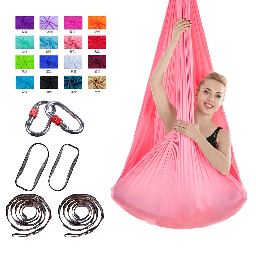 

Full Set Flying-Aerial Yoga Hangematte Nylon Swing Thousand Yoga Fitness Aerial Yoga Hammocks, Blue, deep purple, light purple, magenta, pink.