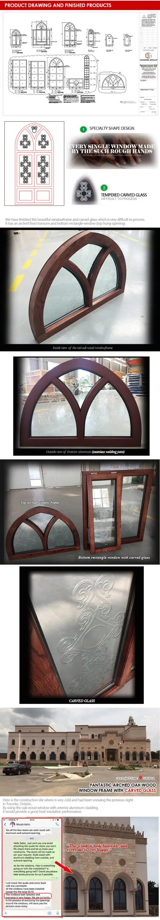 Philadelphia wholesale wooden double glass windows with stained glass